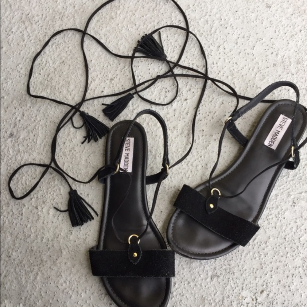Steve Madden Black Strap Up Sandals